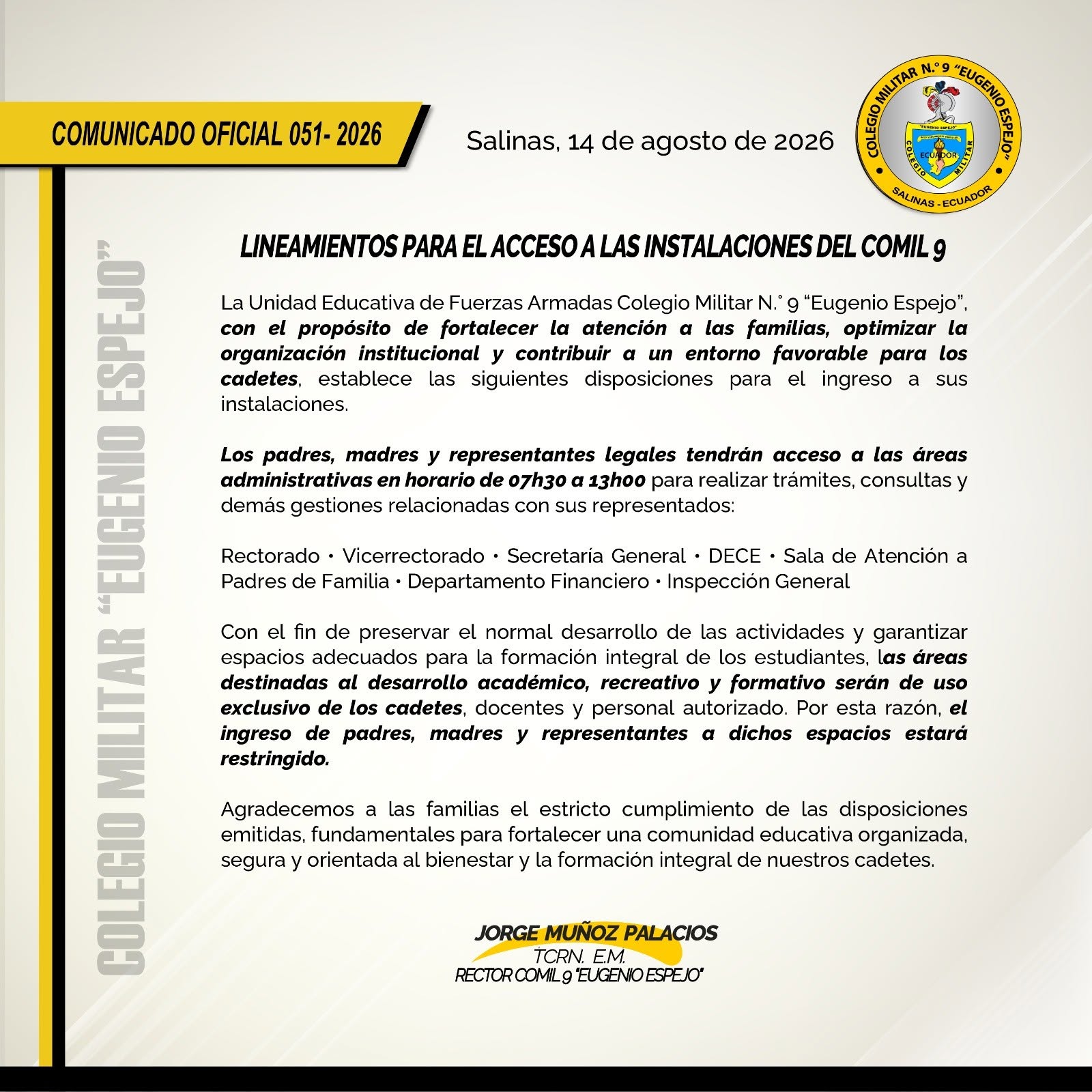 051 LINEAMIENTOS DE INGRESO Y ATENCI&Oacute;N