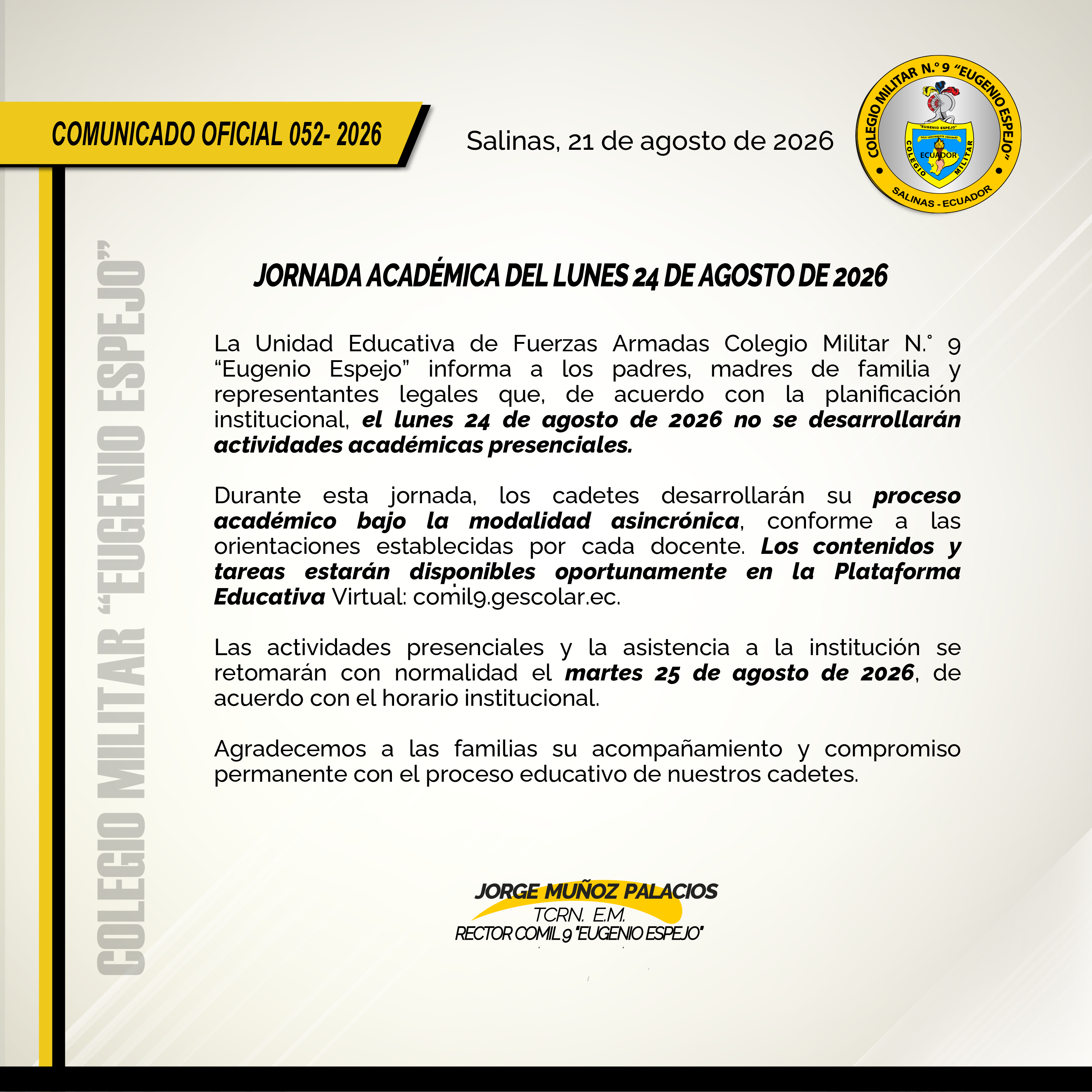 052 JORNADA AC&Eacute;MICA LUNES 24 DE AGOSTO 