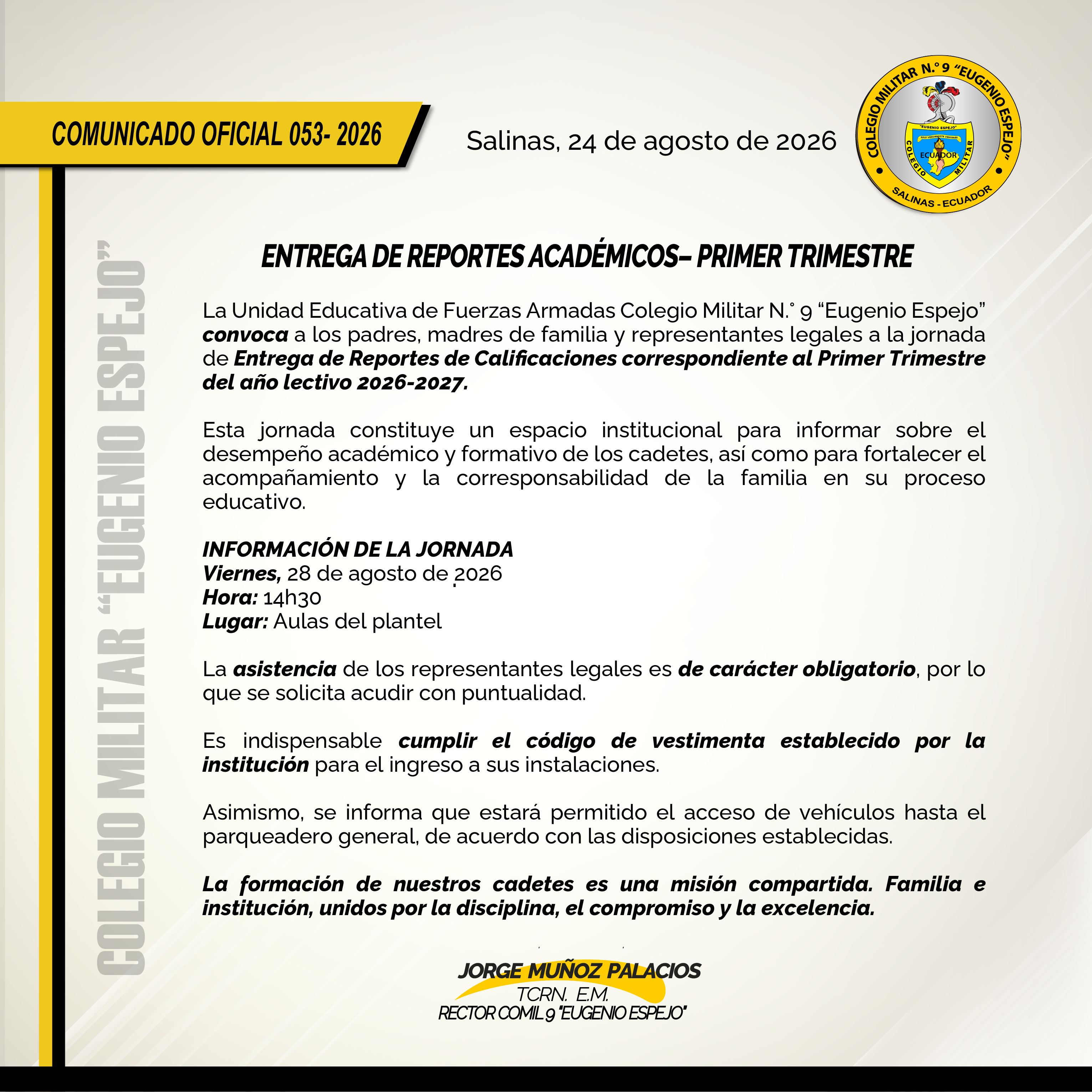 COMUNICADO 053 REUNIONES I TRIMESTRE 